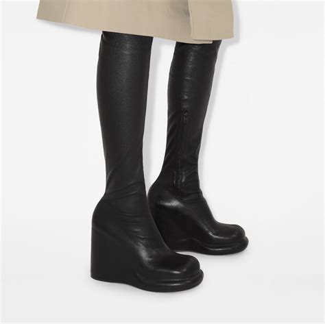 overknee burberry|Leather Pillar High Boots in Black .